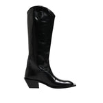 Dolce & Gabbana Black Calfskin Leather Logo High Boots Shoes MV7503-44