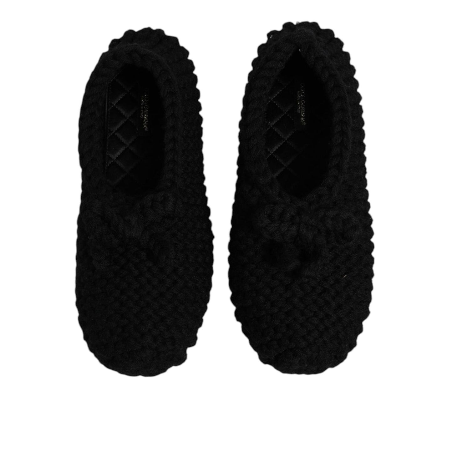 Dolce & Gabbana Black Wool Slip On Flats Ballerina Shoes MV7520-37