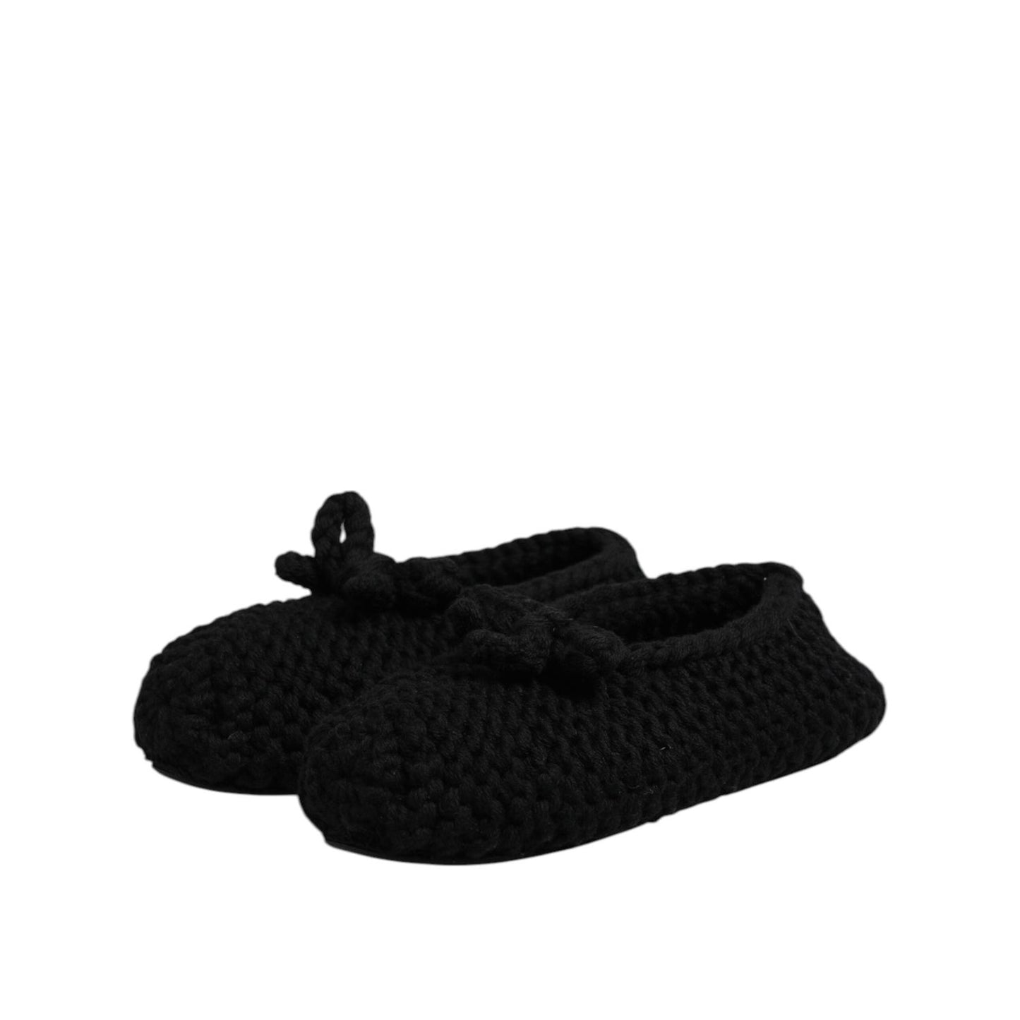 Dolce & Gabbana Black Wool Slip On Flats Ballerina Shoes MV7520-37