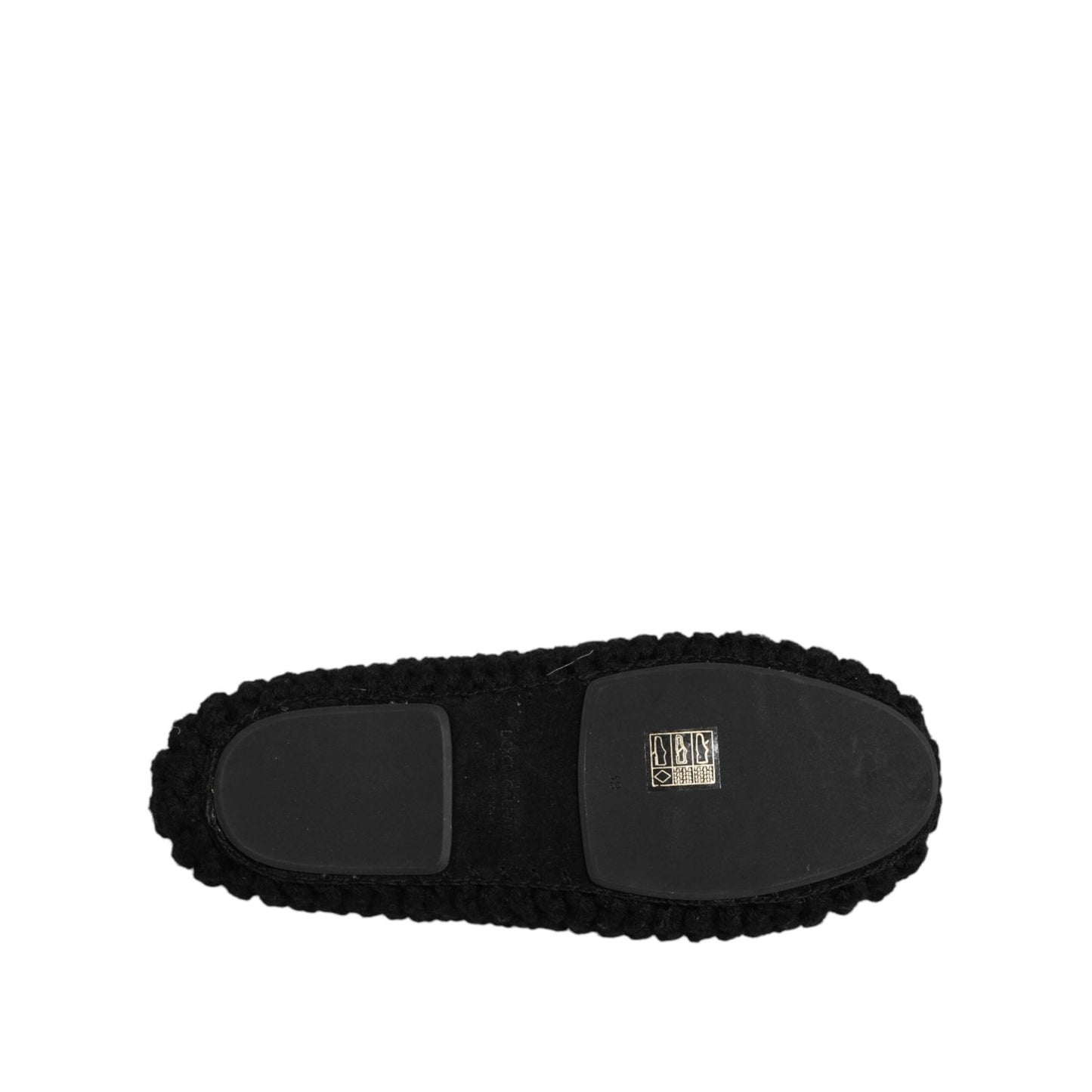 Dolce & Gabbana Black Wool Slip On Flats Ballerina Shoes MV7520-37