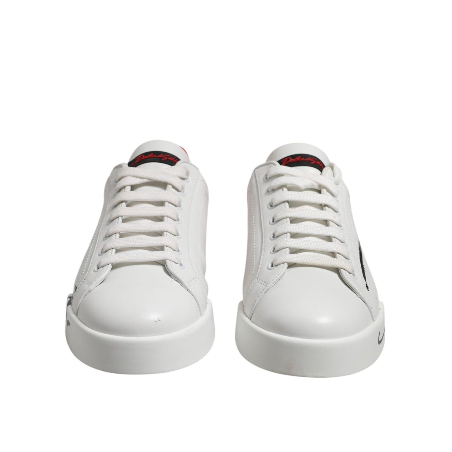 Dolce & Gabbana White Red Logo Low Top Leather Sneakers Shoes MV7540-42