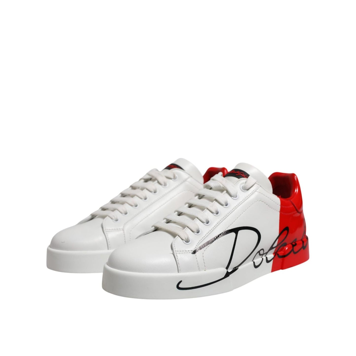 Dolce & Gabbana White Red Logo Low Top Leather Sneakers Shoes MV7540-42
