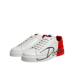 Dolce & Gabbana White Red Logo Low Top Leather Sneakers Shoes MV7540-42