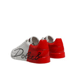 Dolce & Gabbana White Red Logo Low Top Leather Sneakers Shoes MV7540-42