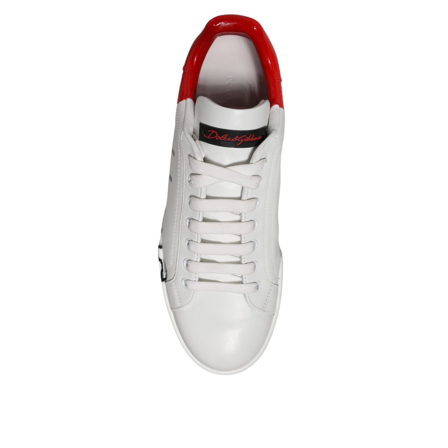 Dolce & Gabbana White Red Logo Low Top Leather Sneakers Shoes MV7540-42
