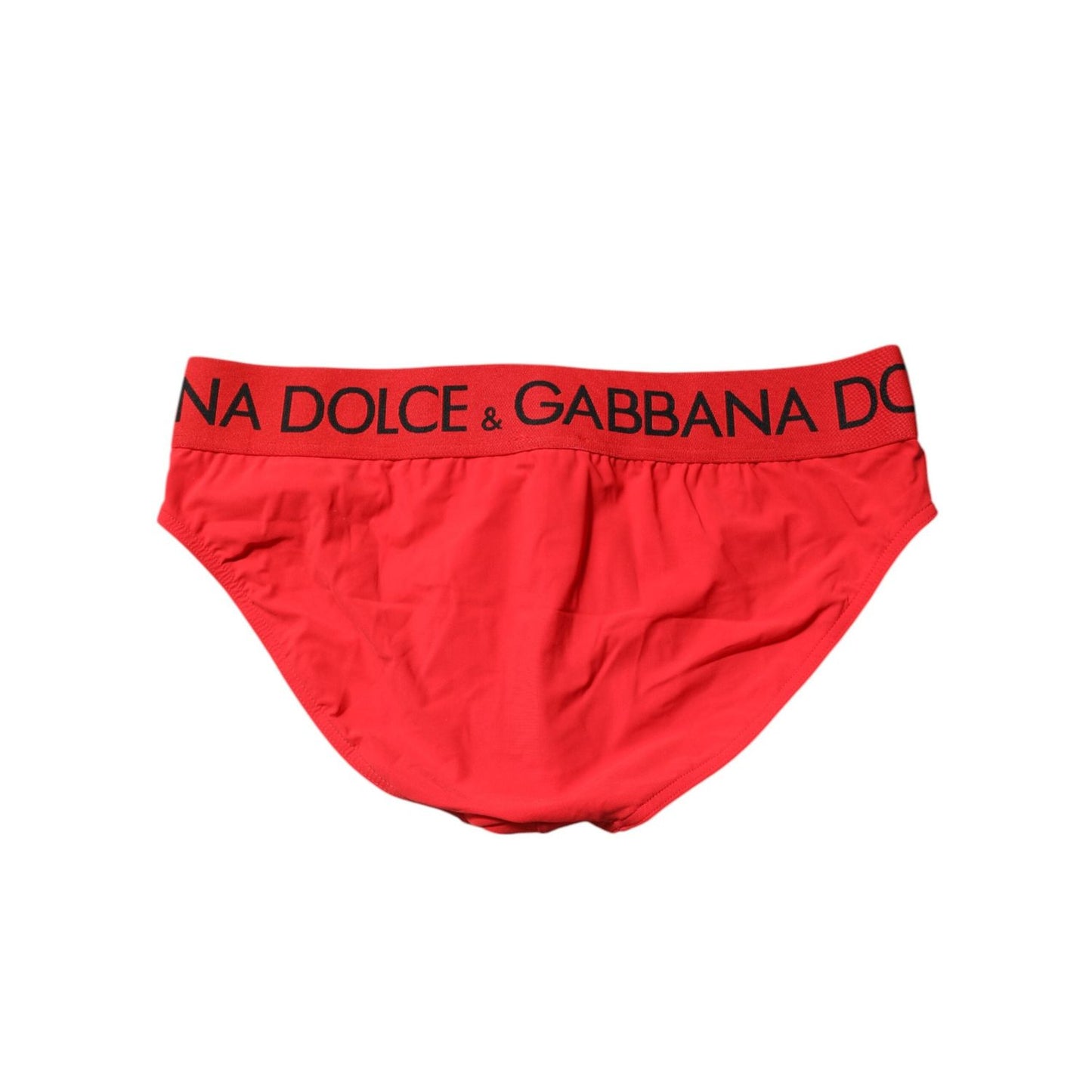 Dolce & Gabbana Red Logo Waist Men Beachwear Brief Swimwear