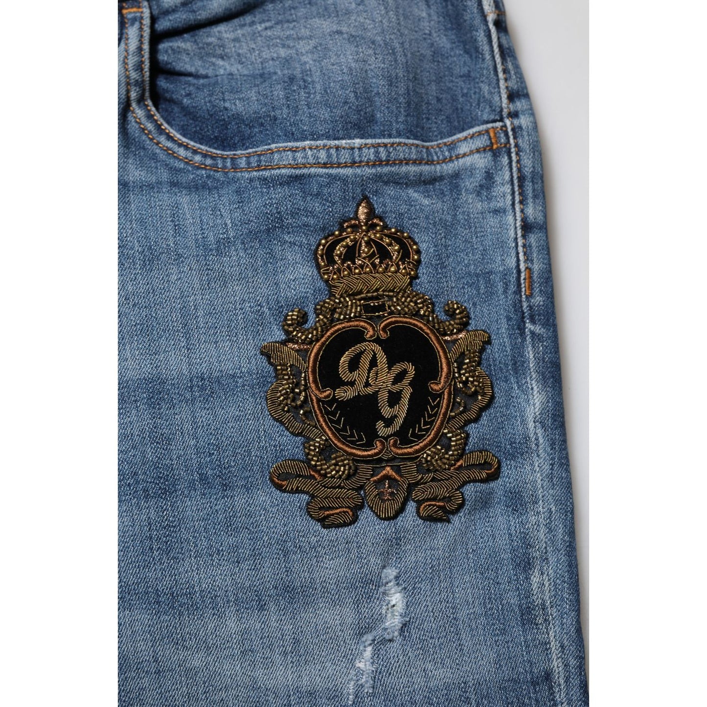 Dolce & Gabbana Blue Logo Embroidery Denim Jeans