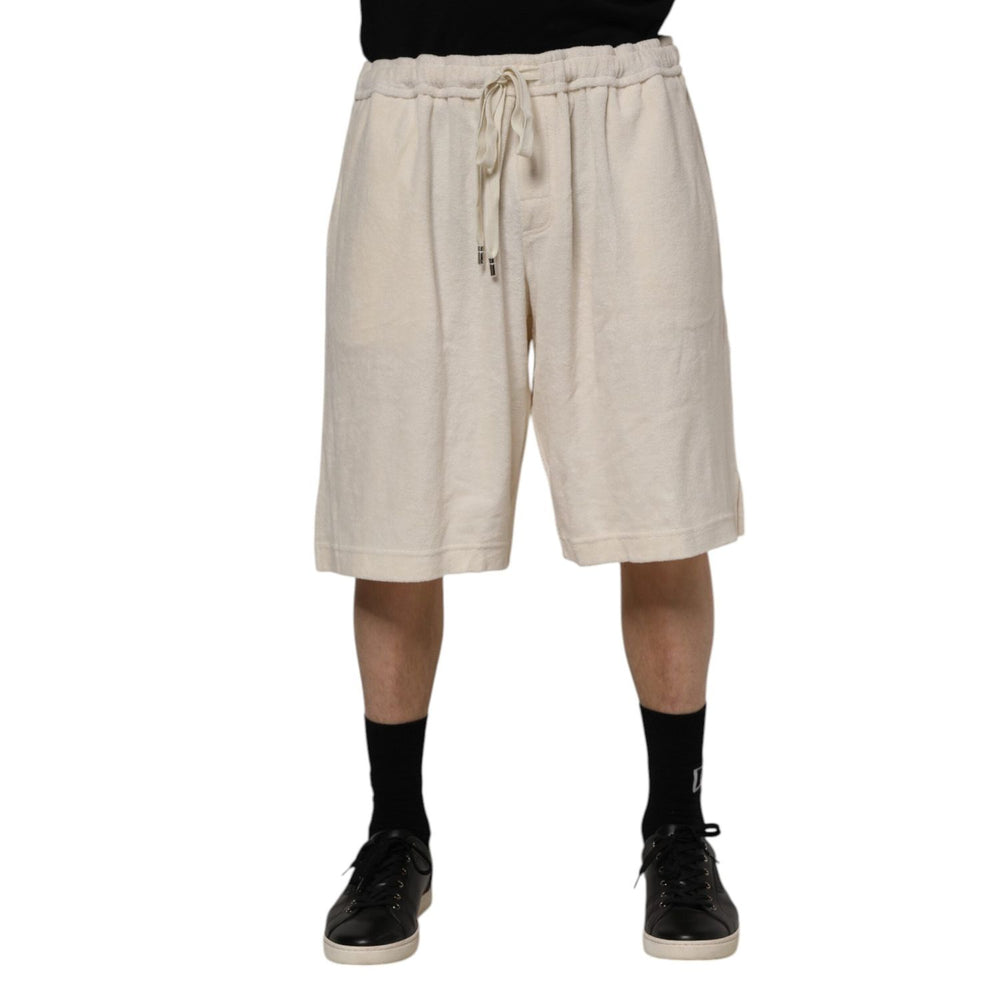 Dolce & Gabbana Ivory Cotton Men Bermuda Sweatshorts Shorts PAN76427-60