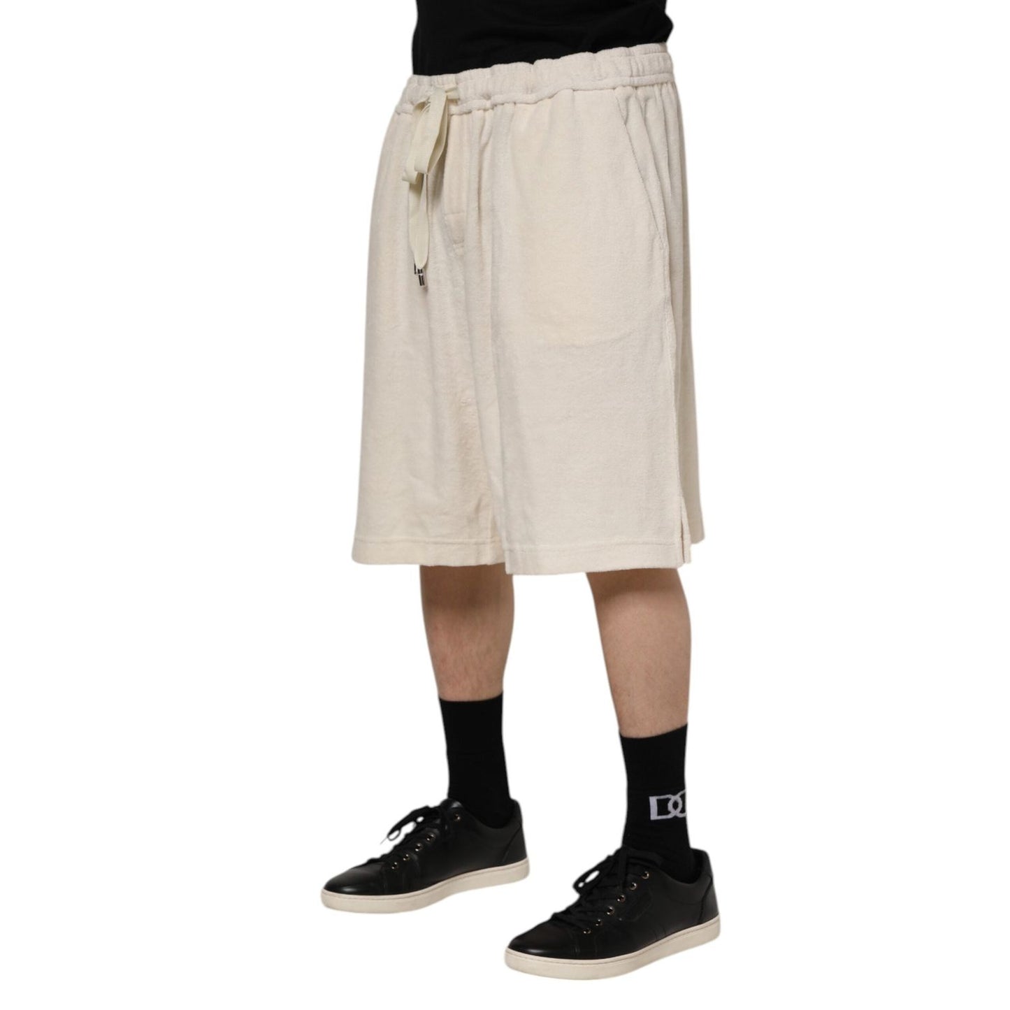 Dolce & Gabbana Ivory Cotton Men Bermuda Sweatshorts Shorts PAN76427-60