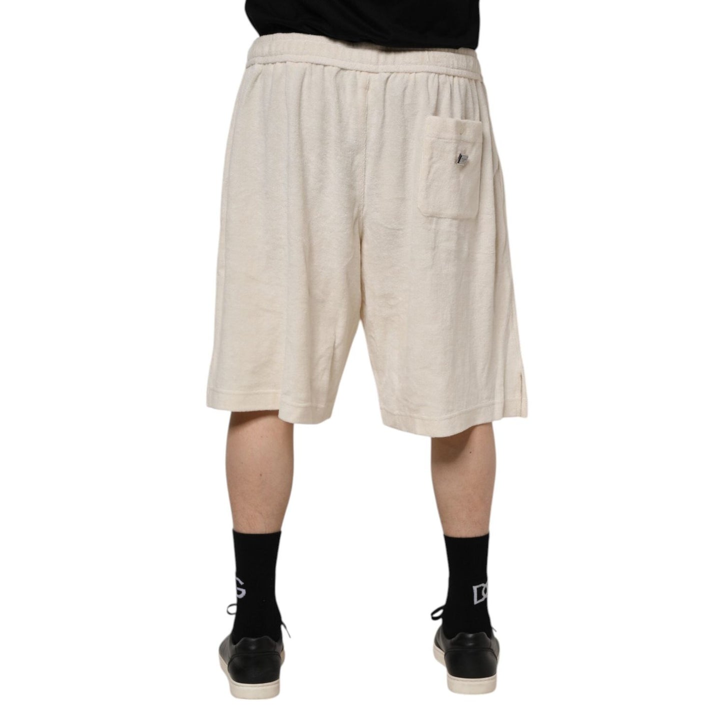 Dolce & Gabbana Ivory Cotton Men Bermuda Sweatshorts Shorts PAN76427-60