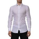 Dolce & Gabbana White Cotton GOLD Long Sleeves Formal Shirt TSH90573-38
