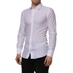 Dolce & Gabbana White Cotton GOLD Long Sleeves Formal Shirt TSH90573-38