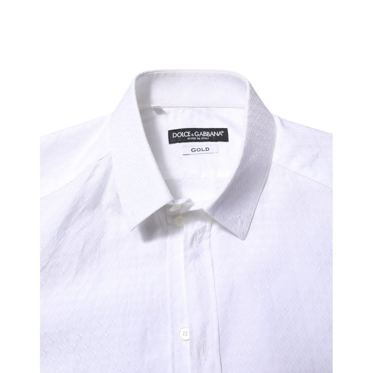 Dolce & Gabbana White Cotton GOLD Long Sleeves Formal Shirt TSH90573-38