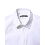 Dolce & Gabbana White Cotton GOLD Long Sleeves Formal Shirt TSH90573-38