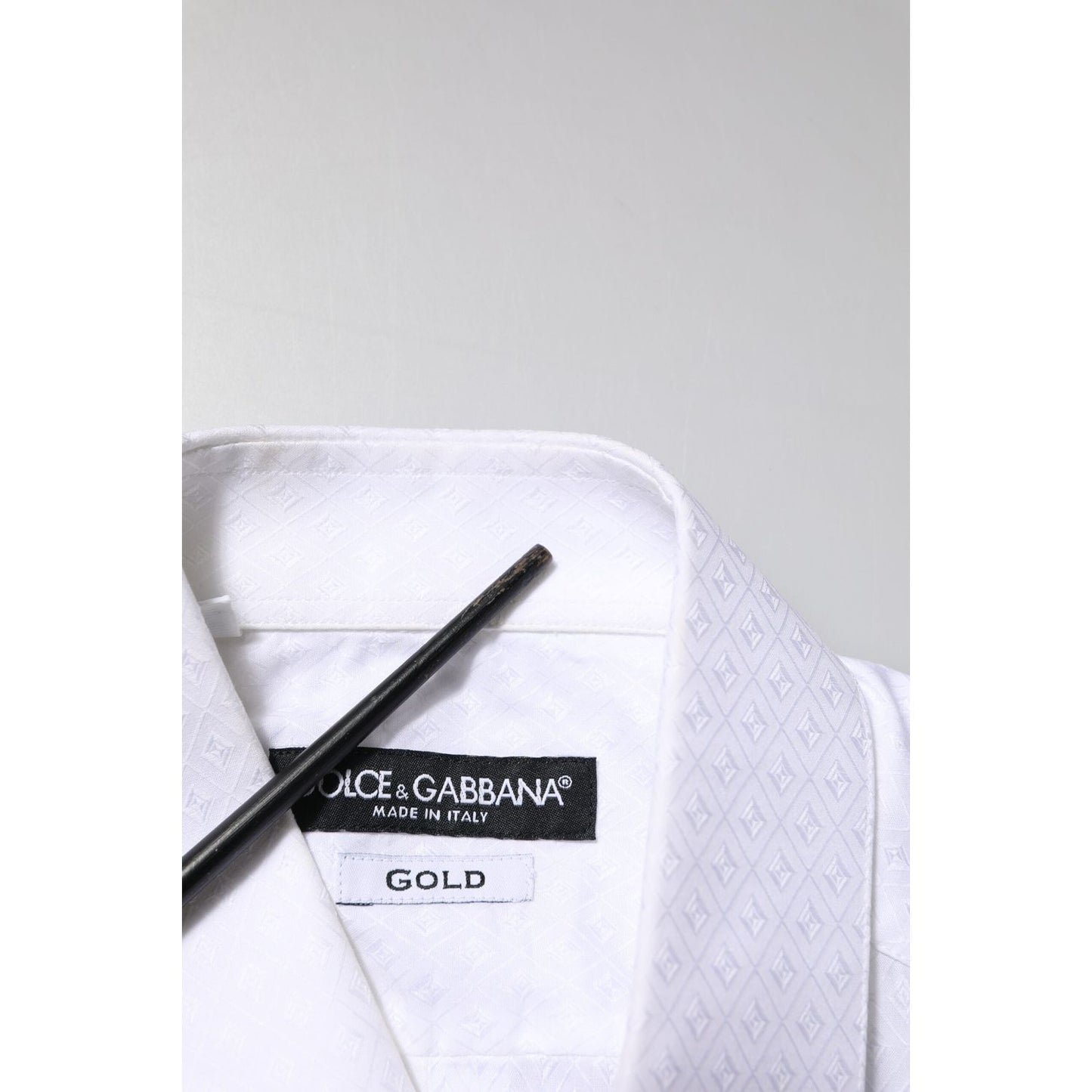 Dolce & Gabbana White Cotton GOLD Long Sleeves Formal Shirt TSH90573-38