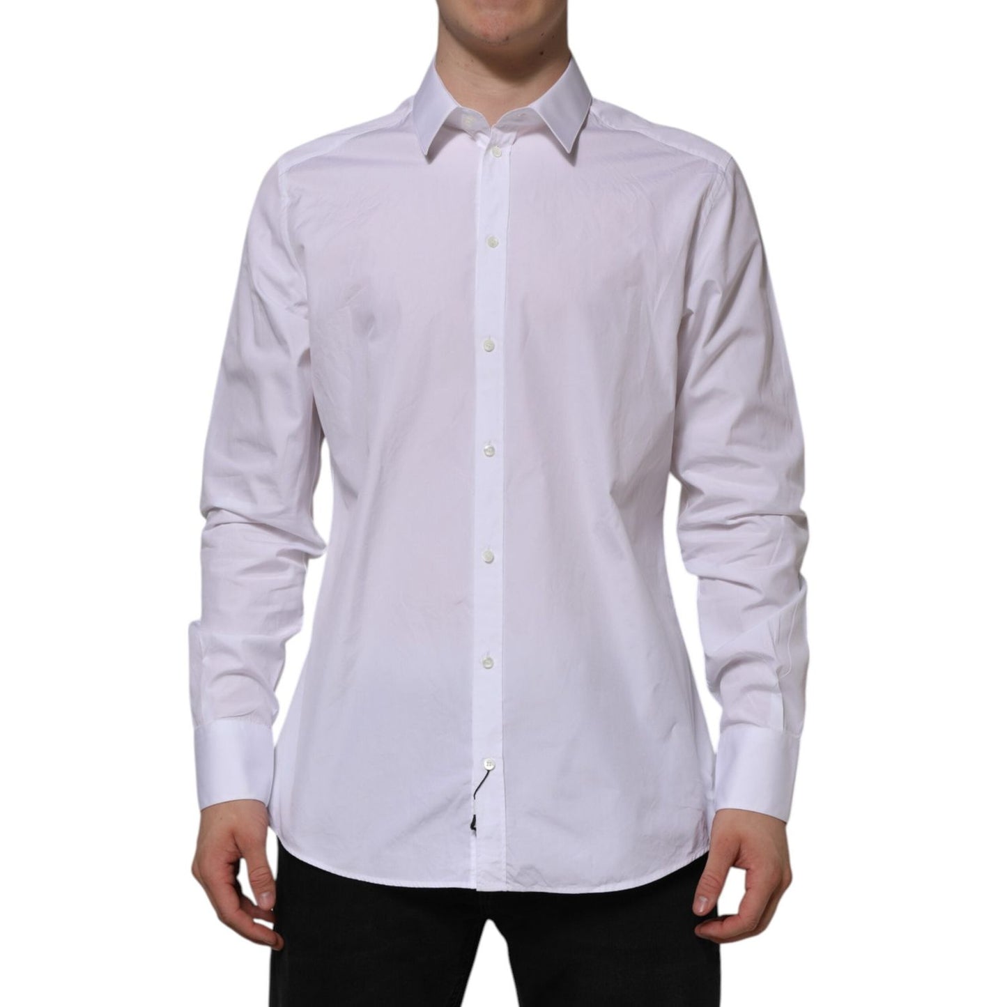 Dolce & Gabbana White Cotton GOLD Long Sleeves Formal Shirt TSH90578-43