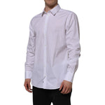 Dolce & Gabbana White Cotton GOLD Long Sleeves Formal Shirt TSH90578-43