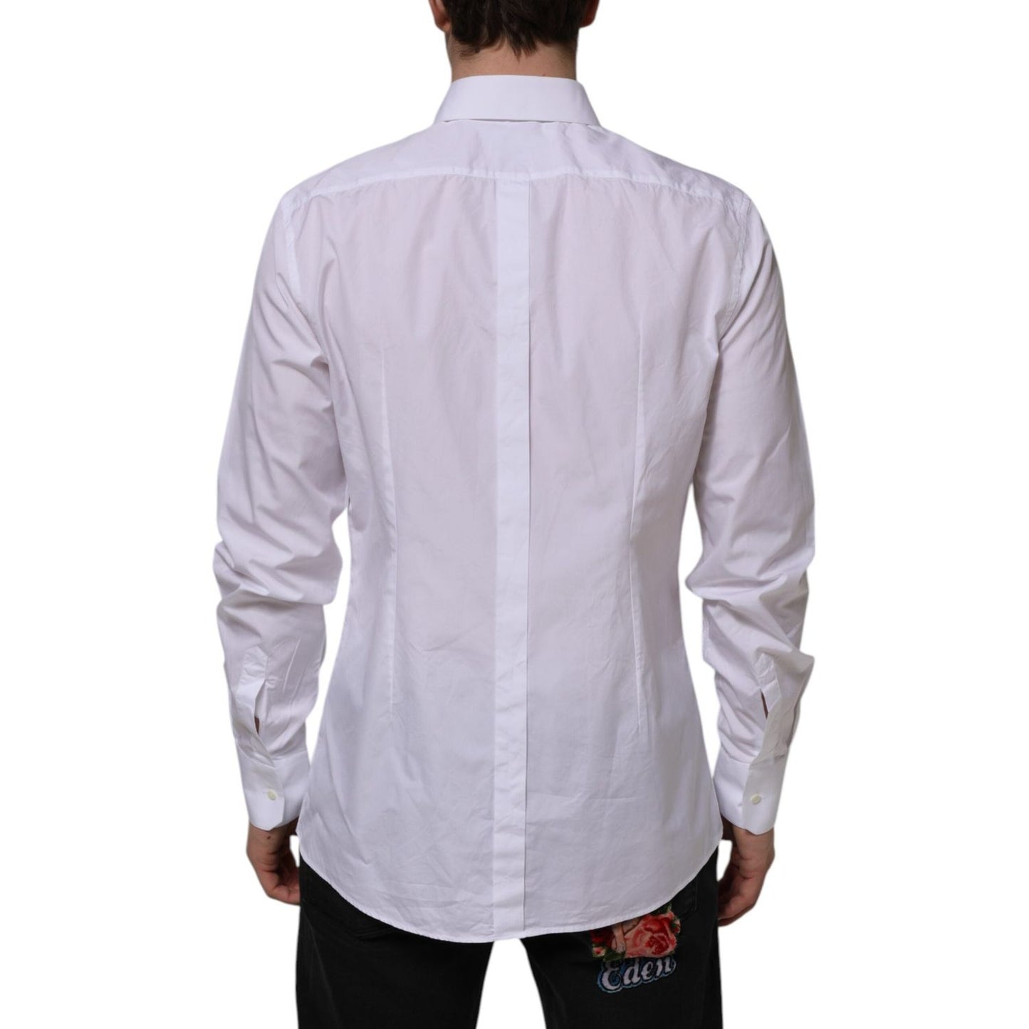 Dolce & Gabbana White Cotton GOLD Long Sleeves Formal Shirt TSH90578-43
