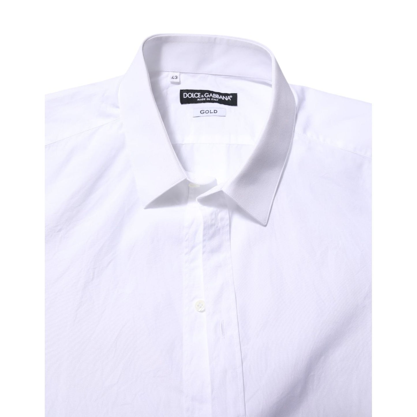 Dolce & Gabbana White Cotton GOLD Long Sleeves Formal Shirt TSH90578-43