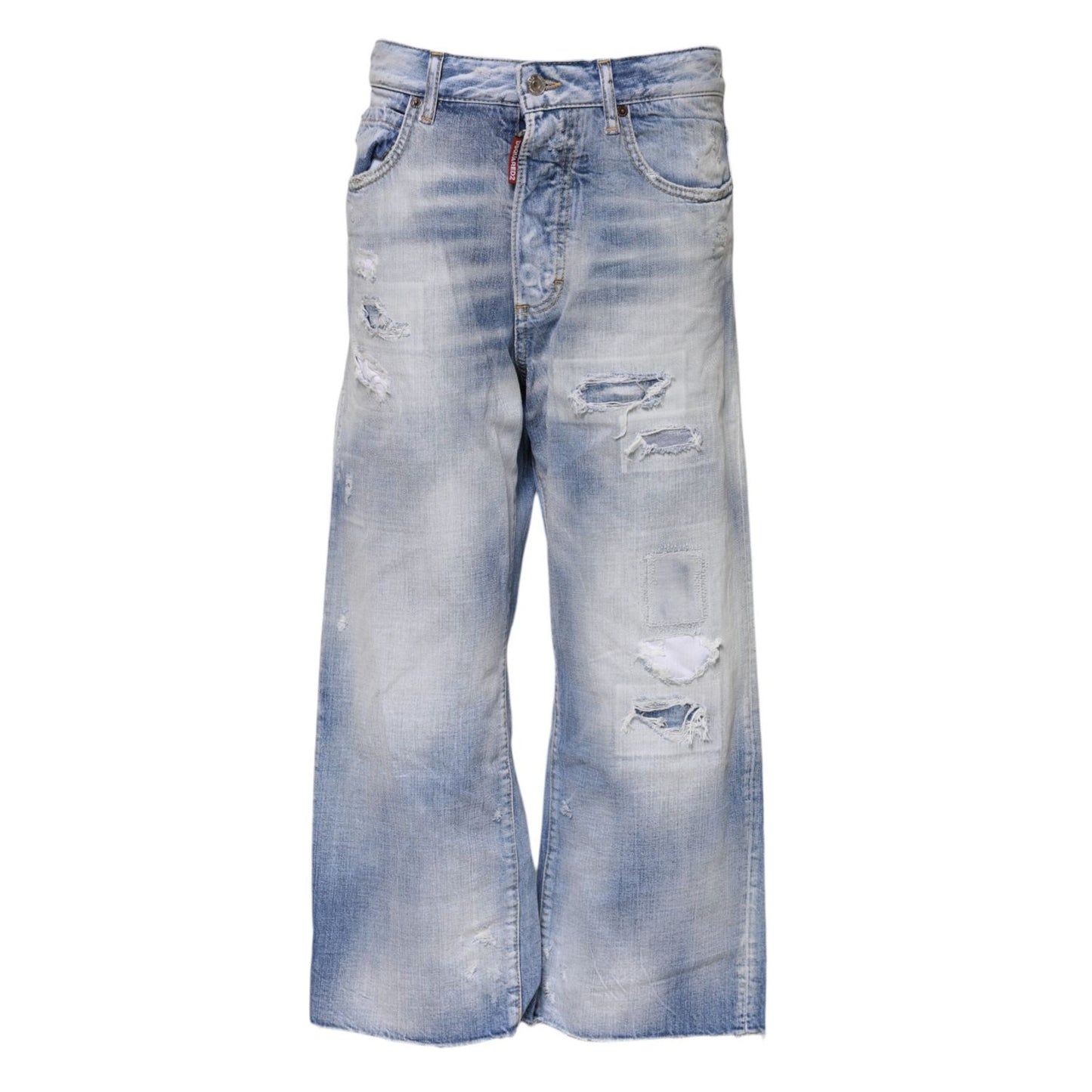 Dsquared² Blue Washed High Waist Wide Leg Jeans