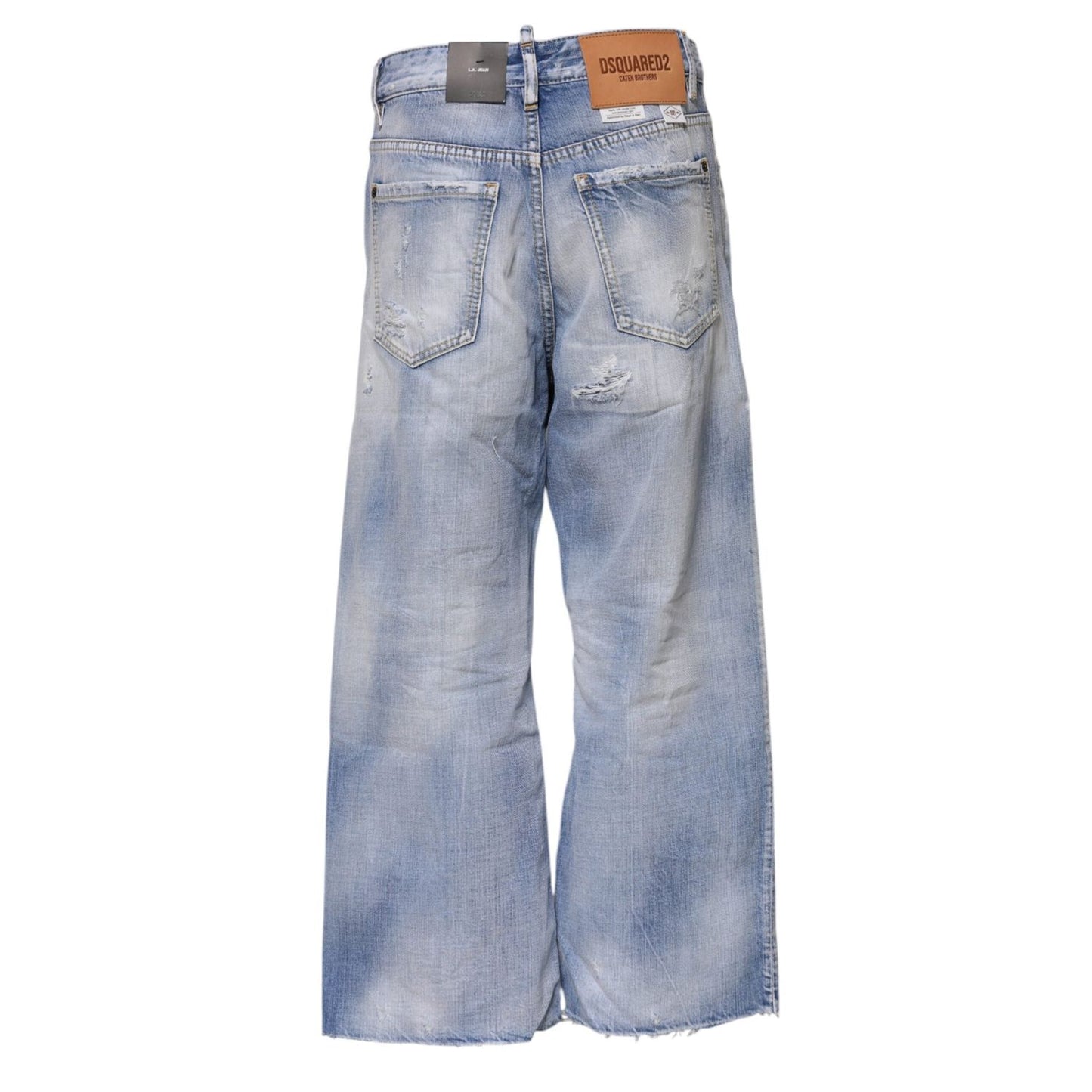 Dsquared² Blue Washed High Waist Wide Leg Jeans