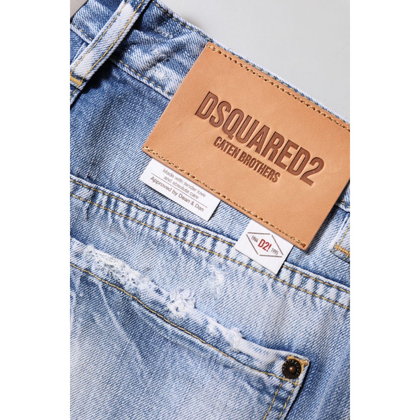 Dsquared² Blue Washed High Waist Wide Leg Jeans
