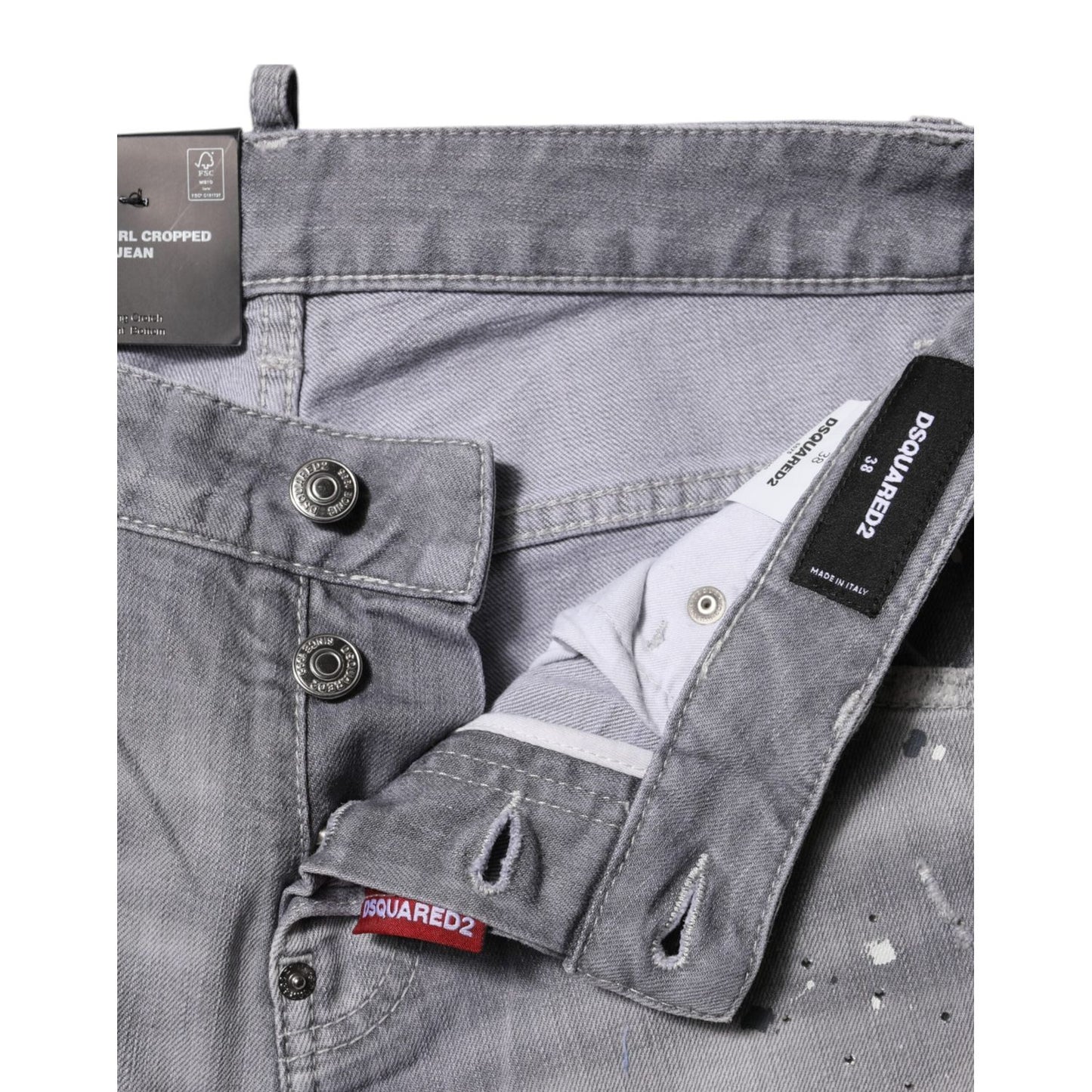 Dsquared² Gray Washed Mid Waist Tapered Jeans