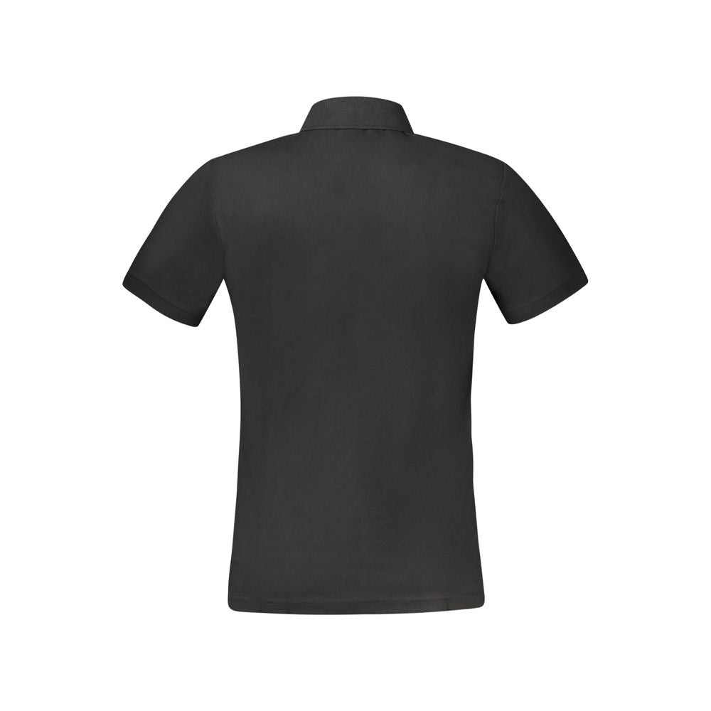 Back view of Hugo Boss Black Cotton Polo Shirt, short sleeve, slim fit with two buttons and logo embroidery.