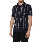 Dolce & Gabbana Dark Blue Sea Horse Collared Polo T-shirt TSH906970-56