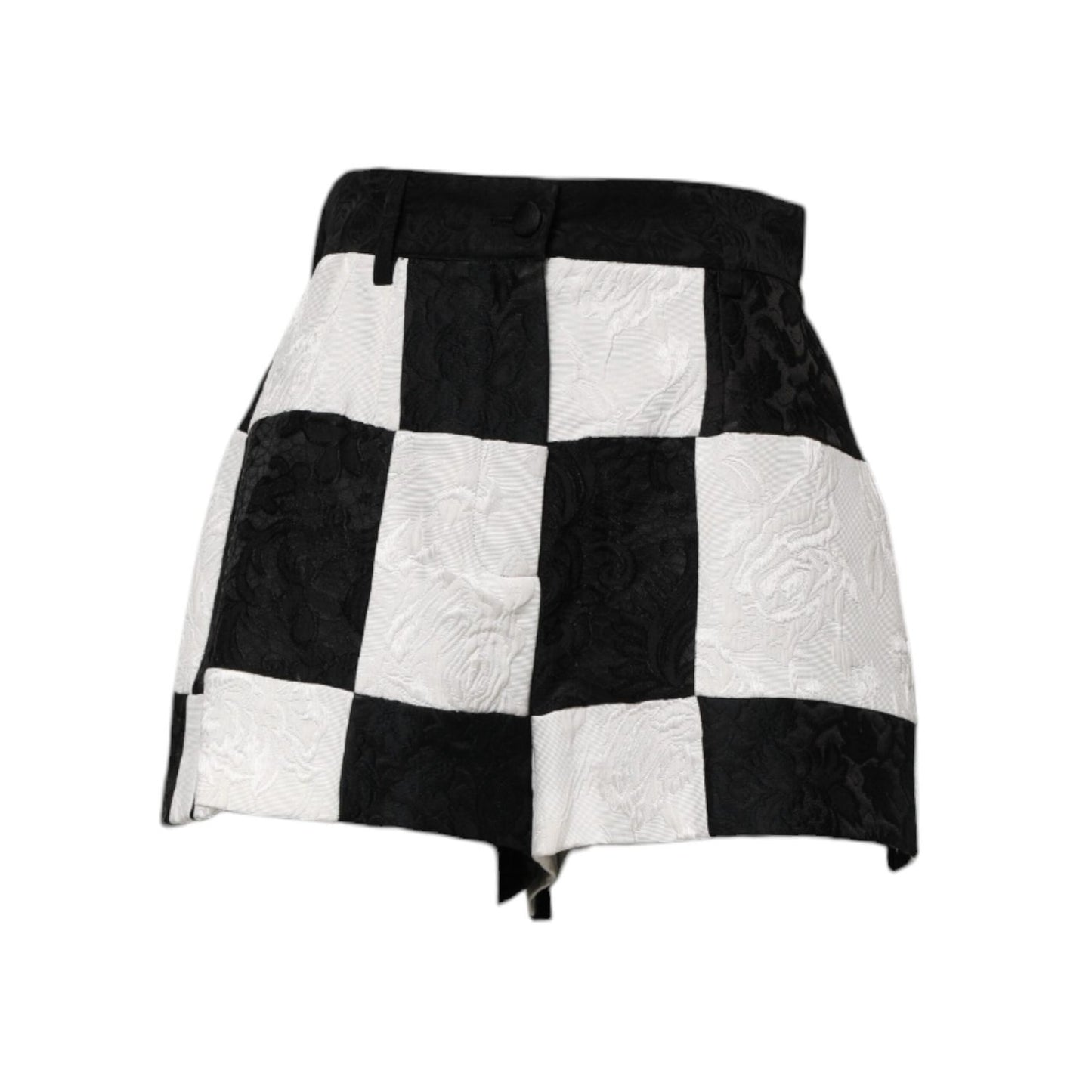 Dolce & Gabbana Black White Floral Brocade Hot Pants Shorts PAN75551-40