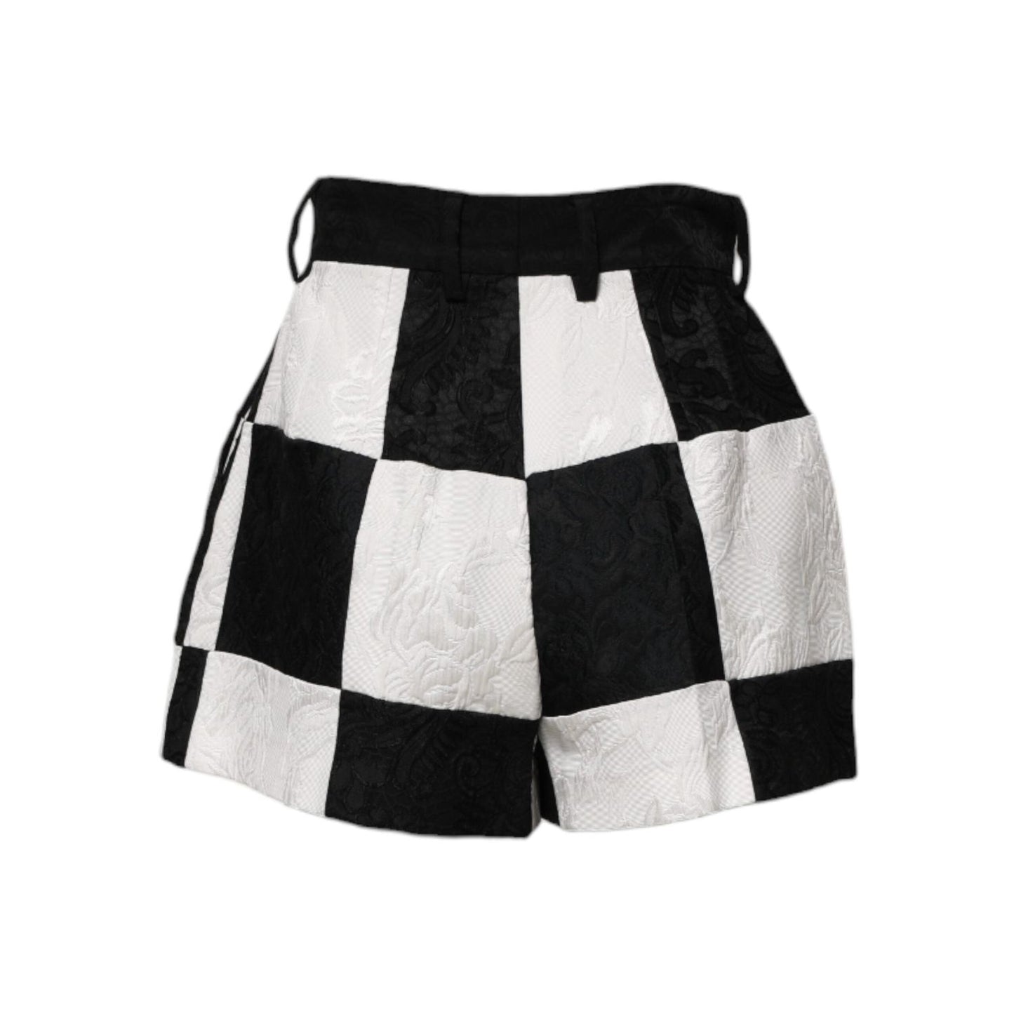 Dolce & Gabbana Black White Floral Brocade Hot Pants Shorts PAN75551-40