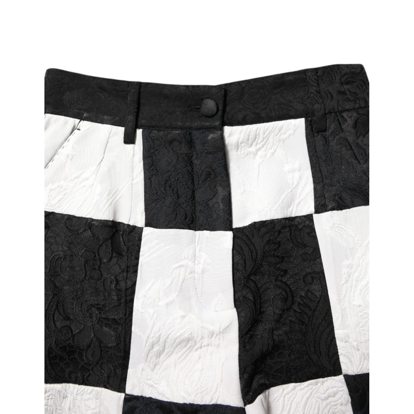 Dolce & Gabbana Black White Floral Brocade Hot Pants Shorts PAN75551-40