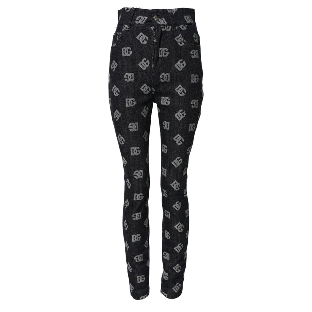 Dolce & Gabbana Black DG Logo High Waist Skinny Denim Jeans