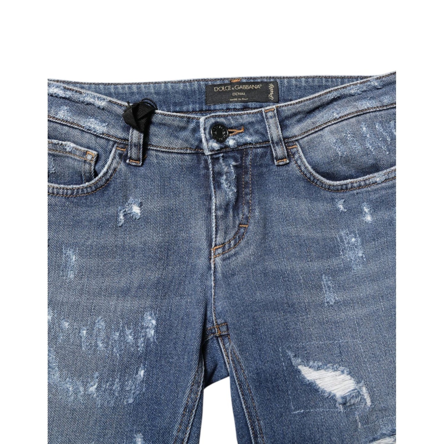 Dolce & Gabbana Blue PRETTY Tattered Skinny Denim Jeans PAN75525-36