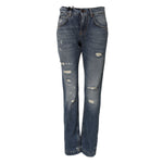 Dolce & Gabbana Blue Cotton Tattered Mid Waist Denim Jeans PAN75623-38