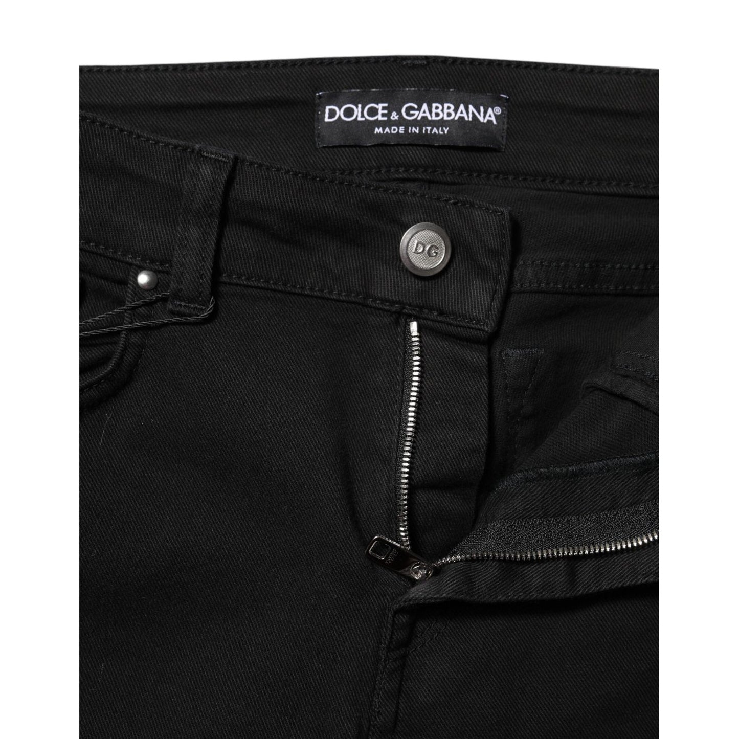 Dolce & Gabbana Black Cotton Skinny Mid Waist Denim Jeans PAN75950-38