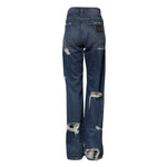 Dolce & Gabbana Blue Tattered Cotton Straight Denim Jeans PAN76486-40