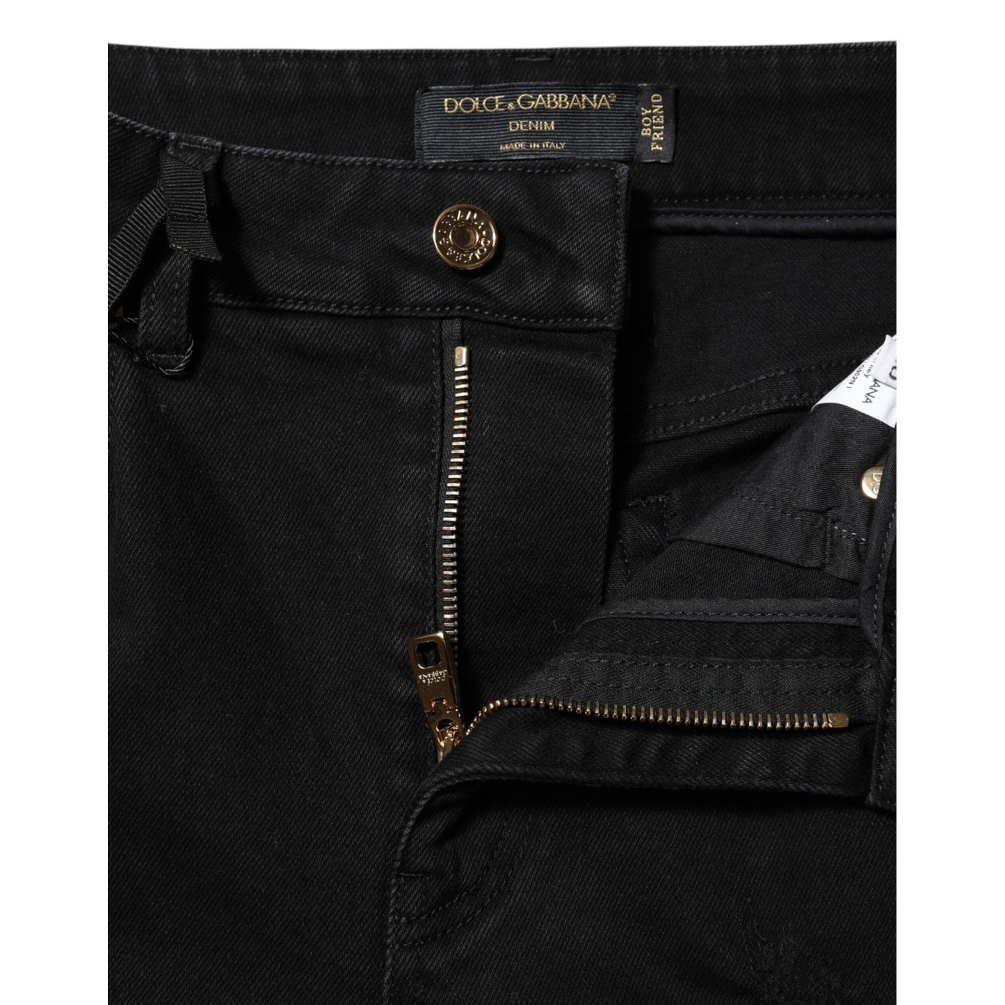 Dolce & Gabbana Black Boyfriend Cotton Flared Denim Jeans PAN76487-38