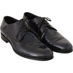 Dolce & Gabbana Elegant Dark Blue Leather Derby Dress Shoes Dolce & Gabbana Dark Slate Gray