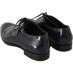 Dolce & Gabbana Elegant Dark Blue Leather Derby Dress Shoes Dolce & Gabbana Dark Slate Gray