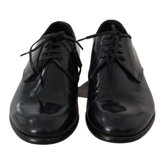 Dolce & Gabbana Blue Leather Polished Dress Derby Shoes MV2350-39