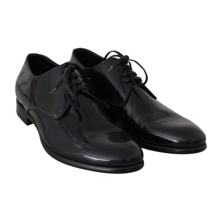 Dolce & Gabbana Blue Leather Polished Dress Derby Shoes MV2350-39