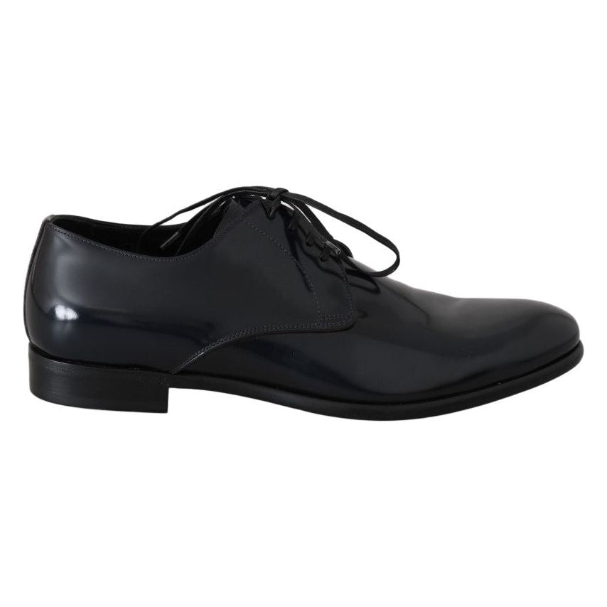 Dolce & Gabbana Blue Leather Polished Dress Derby Shoes MV2350-39