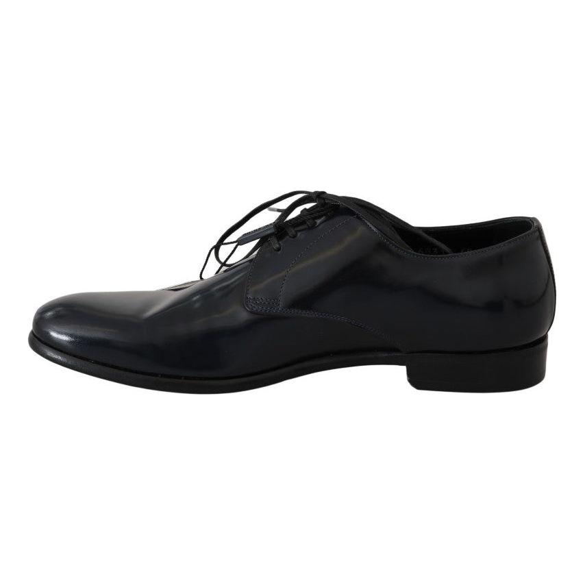 Dolce & Gabbana Blue Leather Polished Dress Derby Shoes MV2350-39