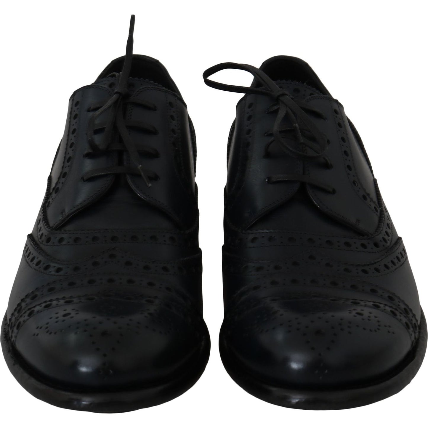 Dolce & Gabbana Dark Blue Leather Wingtip Oxford Dress Shoes MV2362-39