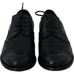 Dolce & Gabbana Dark Blue Leather Wingtip Oxford Dress Shoes MV2362-39