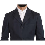 Romeo Gigli Two Piece 3 Button Cotton Blue Solid Suit KOS1434-50