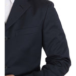 Romeo Gigli Two Piece 3 Button Cotton Blue Solid Suit KOS1434-50