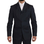 Romeo Gigli Two Piece 3 Button Cotton Blue Solid Suit KOS1434-50