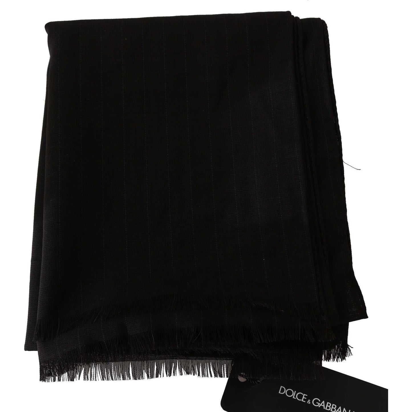Dolce & Gabbana Brown Virgin Wool Striped Pattern Wrap Scarf MS5181
